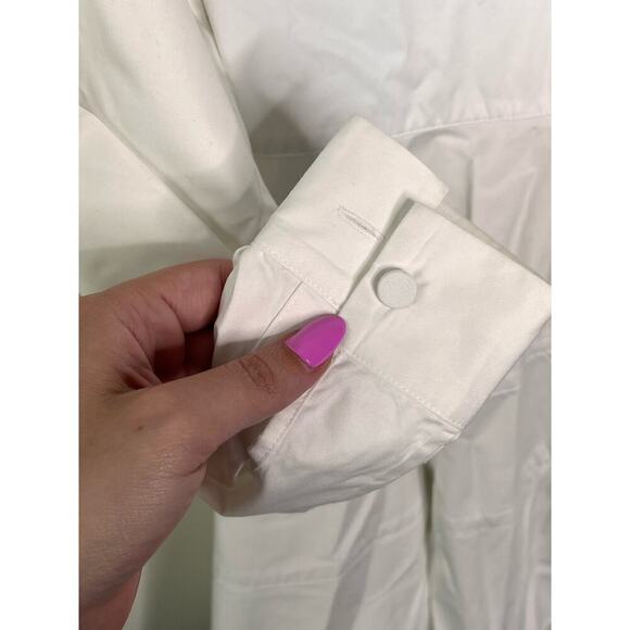 Co Essentials Cotton Peplum Button Down Shirt  White Lagenlook Womens Size XS - Picture 11 of 15
